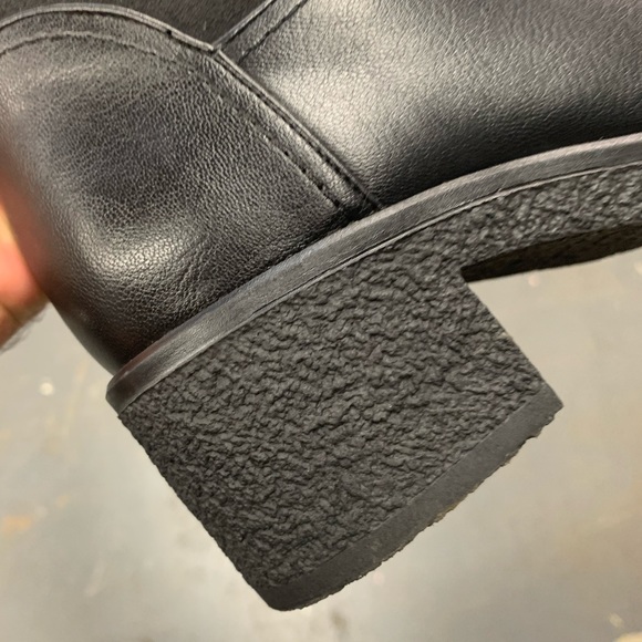 Faux Fur Lined Knee High Winter Boot in Black Faux Suede and Leather - Picture 3 of 16